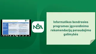 Informatikos bendrosios programos įgyvendinimo rekomendacijų panaudojimo galimybės