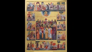 Icon of Saints Raphael, Nicholas and Irene and scenes of their martyrdom