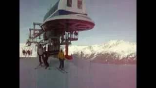 Hilarious ski chair lift fall