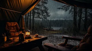 Rain Cozy Camping | Put Yourself Into Deep Sleep And Forget Worries With Heavy Rain On The Tent