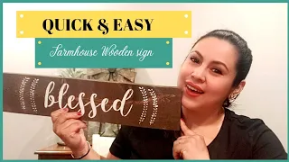 DIY Dollar Tree Farmhouse Home decor | Blessed Sign DIY