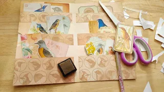 Craft with Me Sturdy Ephemera Folder with Secret Pockets / VectoriaDesigns Vintage Birds