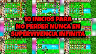 10 INICIOS PERFECTOS PARA NO PERDER NUNCA EN SUPERVIVENCIA INFINITA PVZ