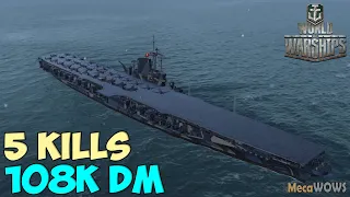 World of WarShips | Midway | 5 KILLS | 108K Damage - Replay Gameplay 1080p 60 fps