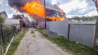 #73. Горят два садовых дома. Пожар - горе / Two garden houses are burning. Fire - grief