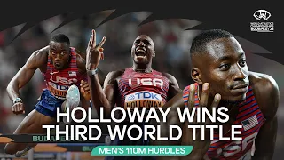 Holloway storms to third consecutive 110m hurdles 🥇 | World Athletics Championships Budapest 23