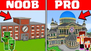 Minecraft NOOB vs PRO: BEST SCHOOL HOUSE CHALLENGE - Mikey Family vs JJ Family (Maizen Parody)