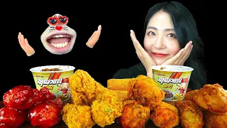 ASMR MUKBANG :) Delicious Chickens! "RealMouth" X "JjoGgoMahn" Collaborate Eating Show!