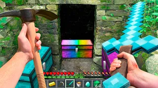 Minecraft in Real Life POV - RAINBOW SECRET CHEST in Realistic Minecraft RTX 創世神第一人稱真人版