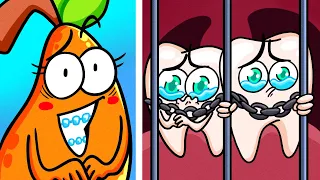 My Teeth Stuck in Jail || How to Brush Your Teeth by Pear Couple