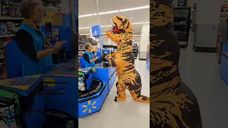 Wearing a DINO SUIT to WALMART #shorts 🦖😂