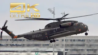 (4K) Sikorsky CH-53GS German Air Force Luftwaffe arrival and departure at Munich Airport 85+01 G7