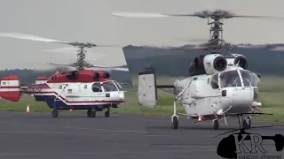 Two Kamov Ka-32T startup and take off at Hévíz Balaton Airport