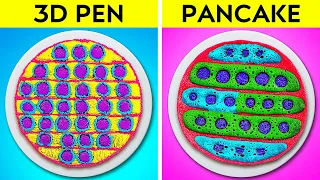 FANTASTIC 3D PEN VS PANCAKE ART CHALLENGE PART 3 || Amazing DIY Ideas by 123 GO!