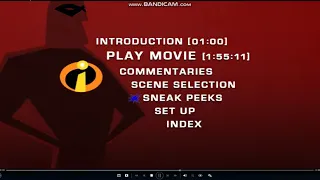 The Incredibles Full Screen Version 2005 DVD Menu Walkthrough