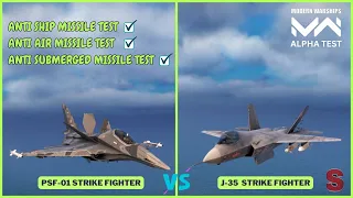 PSF-01 Vs J-35 Strike Fighter Damage Test Against Maxed 8x Garpun | Modern Warships