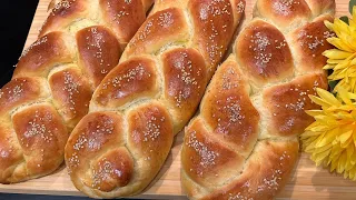 Beautiful homemade braided bread recipe/نان زیبای خانگی گیسو بافت