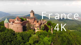 FRANCE: Flying over Haut-Koenigsbourg Castle 4K