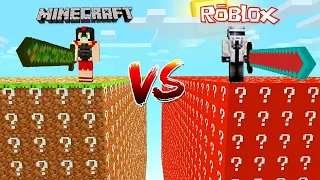 DESAFÍO DE LUCKY BLOCK de MINECRAFT vs ROBLOX 😱 CARRERA de LUCKY BLOCK en MINECRAFT