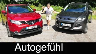 Comparison test new Nissan Qashqai vs Ford Kuga (Escape) compact SUV driven FULL REVIEW