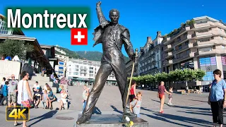 Montreux, Switzerland - Waterfront promenade walk during Jazz Festival