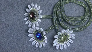 Tutorial: Beaded Chamomile Flower with a Stem. Realistic. Ромашка со стеблем.