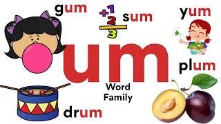 Word Family - UM words ( gum. drum, yum, plum, sum, hum )