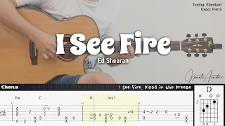 I See Fire - Ed Sheeran | Fingerstyle Guitar | TAB + Chords + Lyrics