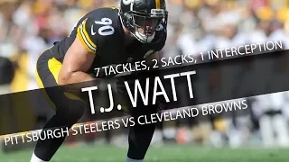 T.J. Watt STEELERS DEBUT Highlights vs Browns // 7 Tackles, 2 Sacks, 1 Interception // 9.10.17