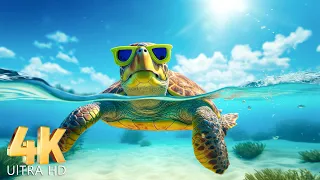 3HRS of 4K Turtle Paradise🐢🐢 - Coral Reefs & Colorful Sea Life - Relaxing Music