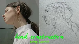 How to draw a portrait using Loomis method.  Difficult angle 5