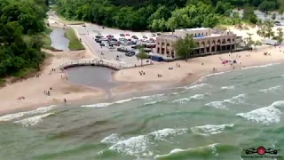 Indiana Dunes State Park Shoreline tour 4K Drone Footage filmed June 2020 High winds