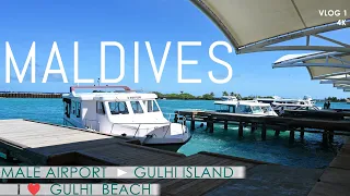 [4k] Maldives 2023 | Male Airport to Gulhi Island travel| Gulhi Beach| Snorkelling & Sand bank|vlog1