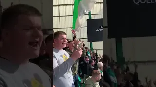 Hibernian fans chant Lizzys in a box at Easter road during Minutes silence