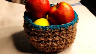 How To Make An Super Easy Jute Basket - Easy DIY - Crochet Tutorial