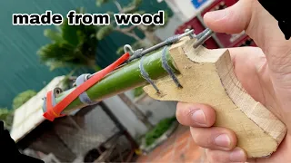 Bamboo toys, bamboo crafts plus matches make a sound , how to make a slingshot