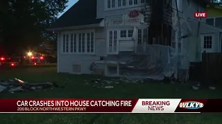 Police chase ends with car into home, fire
