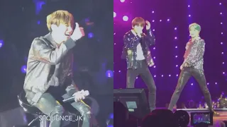 181020 Jungkook reaction to Jimin doing his choreo in DNA w/ Taehyung @ Love Yourself Tour in Paris