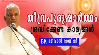 തീവ്ര പുരുഷാർത്ഥം. तीव्र पुरुषार्थ के लिए attention देनेवाली बातें | बी के भगवान भाई जी मधुबन ।