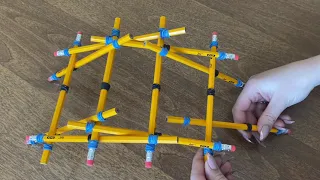 The Da Vinci Bridge Made with Pencils and Rubber Bands.