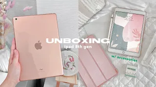 unboxing iPad 8th generation + apple pencil & smart keyboard🤍 (w/ accessories!! ⌨️🖊