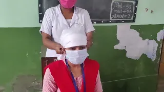 Head bandage using triangular bandage