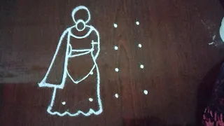 sankaranti special girl with Pongal pot rangoli design with dot/girl rangoli @NSchannelrangoli