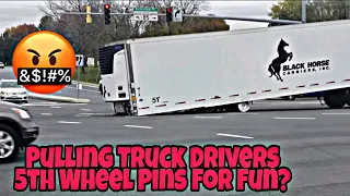 Truck Drivers Pulling 5th Wheel Pin For Fun Challenge? Triple Check Truckers 🤯