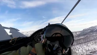 Saab JAS 39 Gripen fighter jet from Sweden 🇸🇪 performing some low level flying in northern Norway