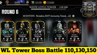 White Lotus Tower Bosses Battle 110 , 130 & 150 Fight + Rewards | Triborg Team | MK Mobile