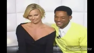 Charlize Theron kisses Will Smith