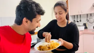 නින්දෙන් මිරිස් ගේන්න යන සංගීත් 🙈 එයාගෙ රසම රස මාලු curry එක🤤😱-Sangeeth Dini Vlogs #dayvlog