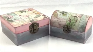 Mini wooden boxes decoupage/Ντεκουπάζ σε μικρά ξύλινα κουτιά