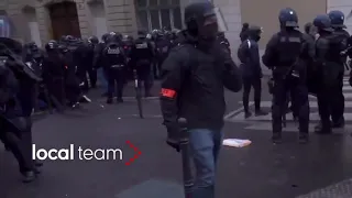 Militia forces dressed as French police evidence